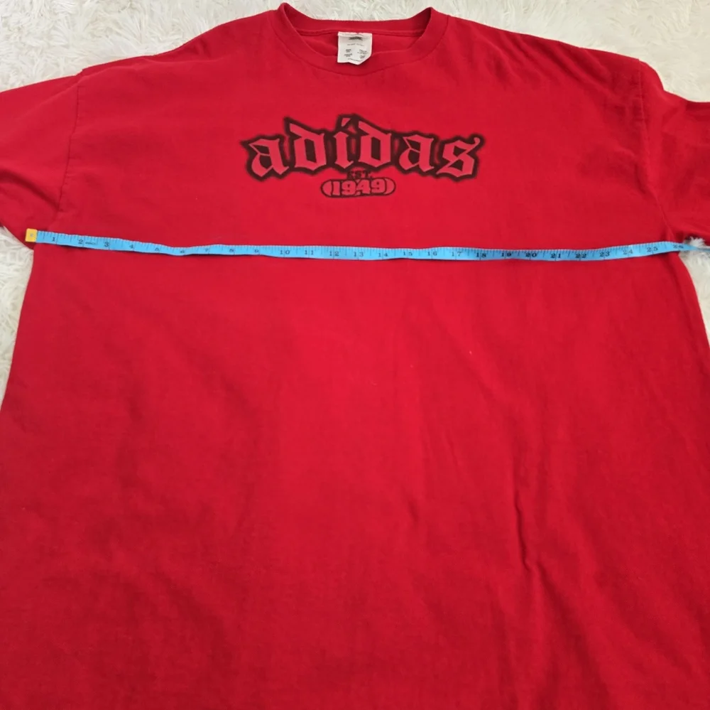 Y2K‎ Vintage Adidas Red Spray Paint Logo Oversized Tee Men's Size 2XL